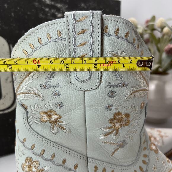 Dingo Primrose Embroidered Floral Western Leather Ankle Booties White Women 9.5M - Picture 7 of 11